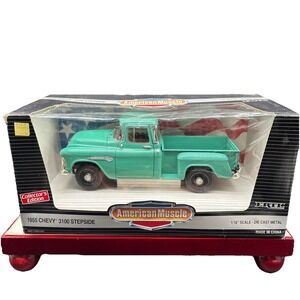 ERTL 1/18 - 1955 Chevy 3100 Stepside Truck, (Ocean Green - 7339) American Muscle